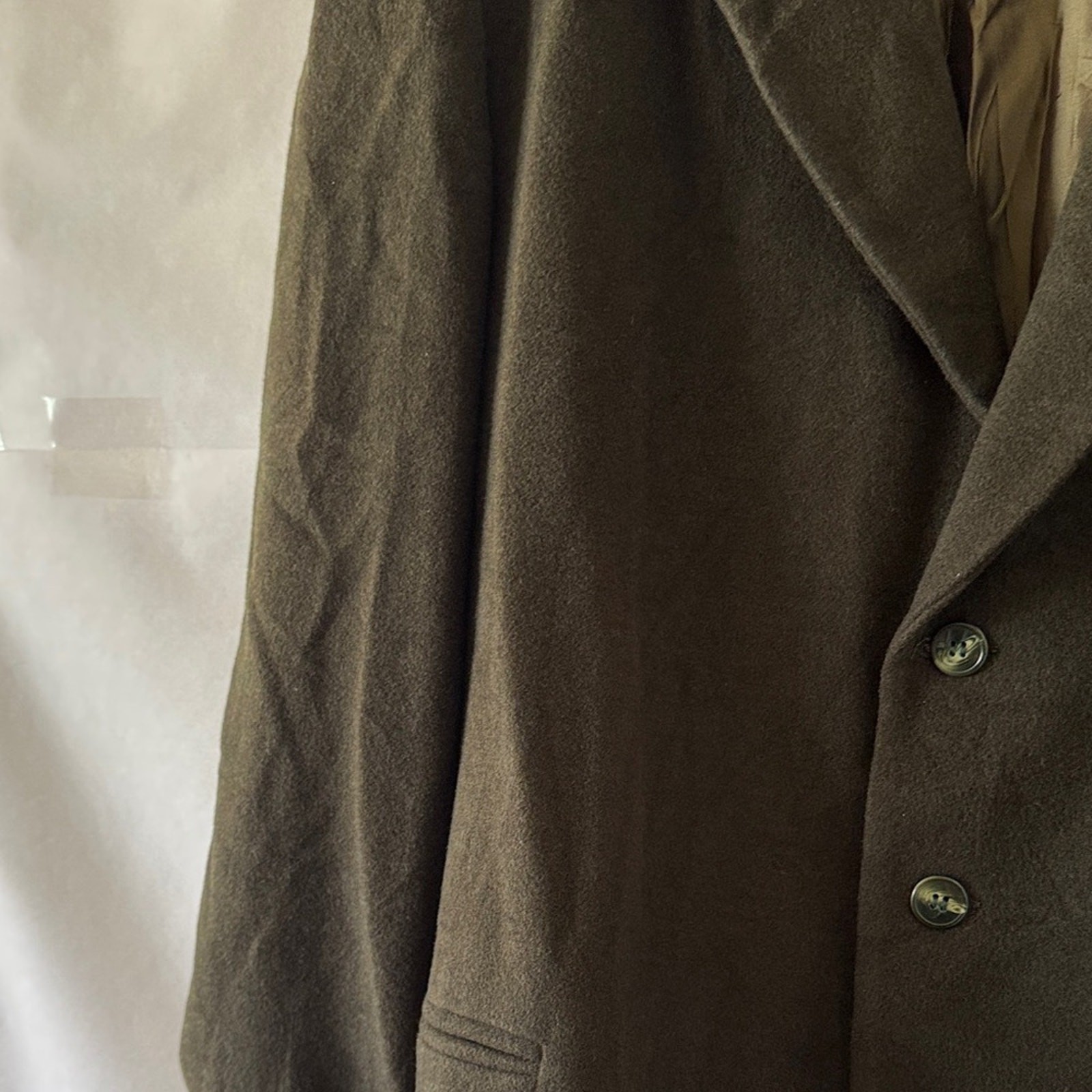 Domani Uomo Wool Cashmere Blazer Size XL Sport Coat Olive Green Italy Academia