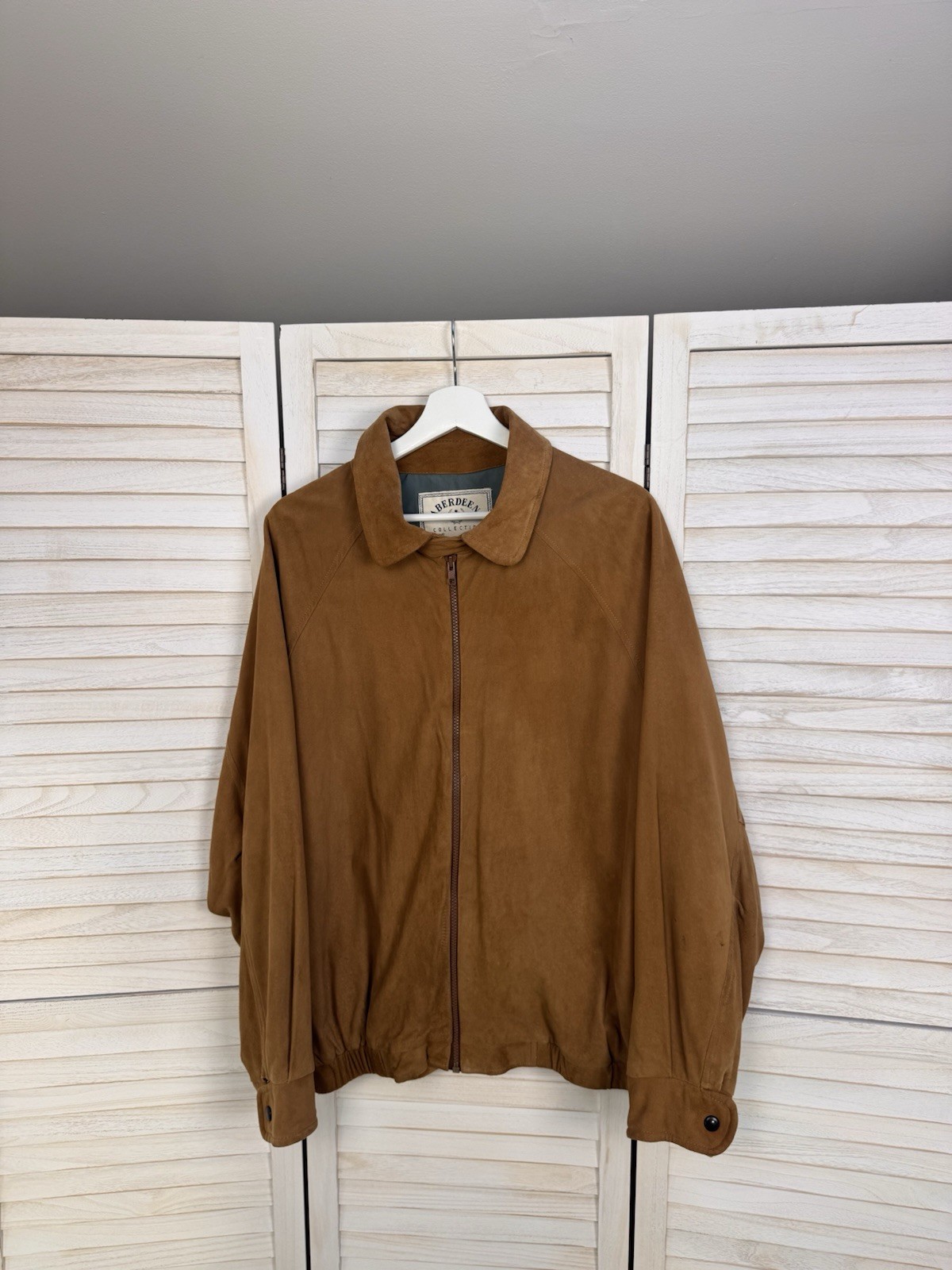 Aberdeen Brown Full Zip Bomber Jacket Men’s L/G Button Zipper Lined Casual