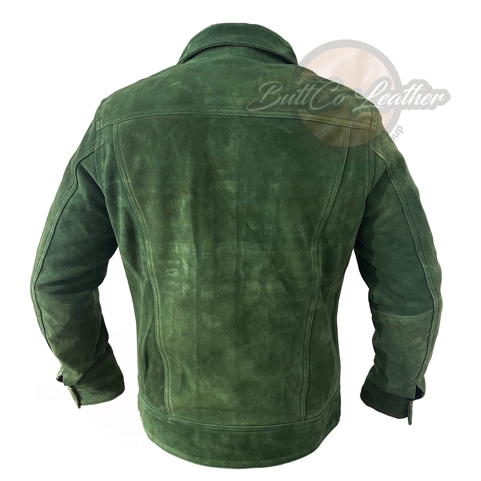 Mens Real Suede Leather Trucker Shirt Classic Motorcycle Bomber Jacket UK Seller