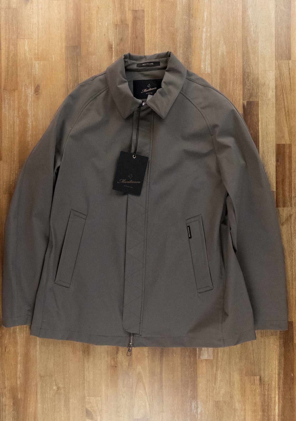 (NO CUSTOMS TAX) MONTECORE Italy khaki green nylon coat jacket Size 54 IT / XXL