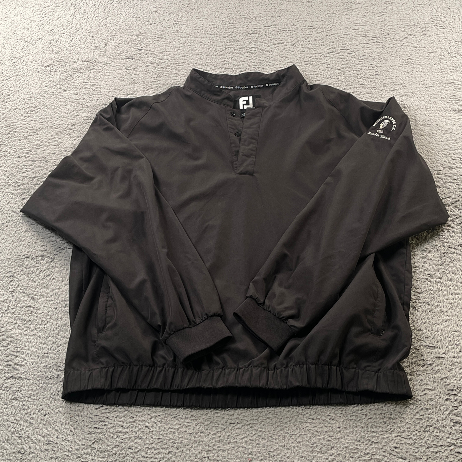 Footjoy Rain Jacket Mens XL FJ Black Golf Windbreaker Pullover Fall Spring