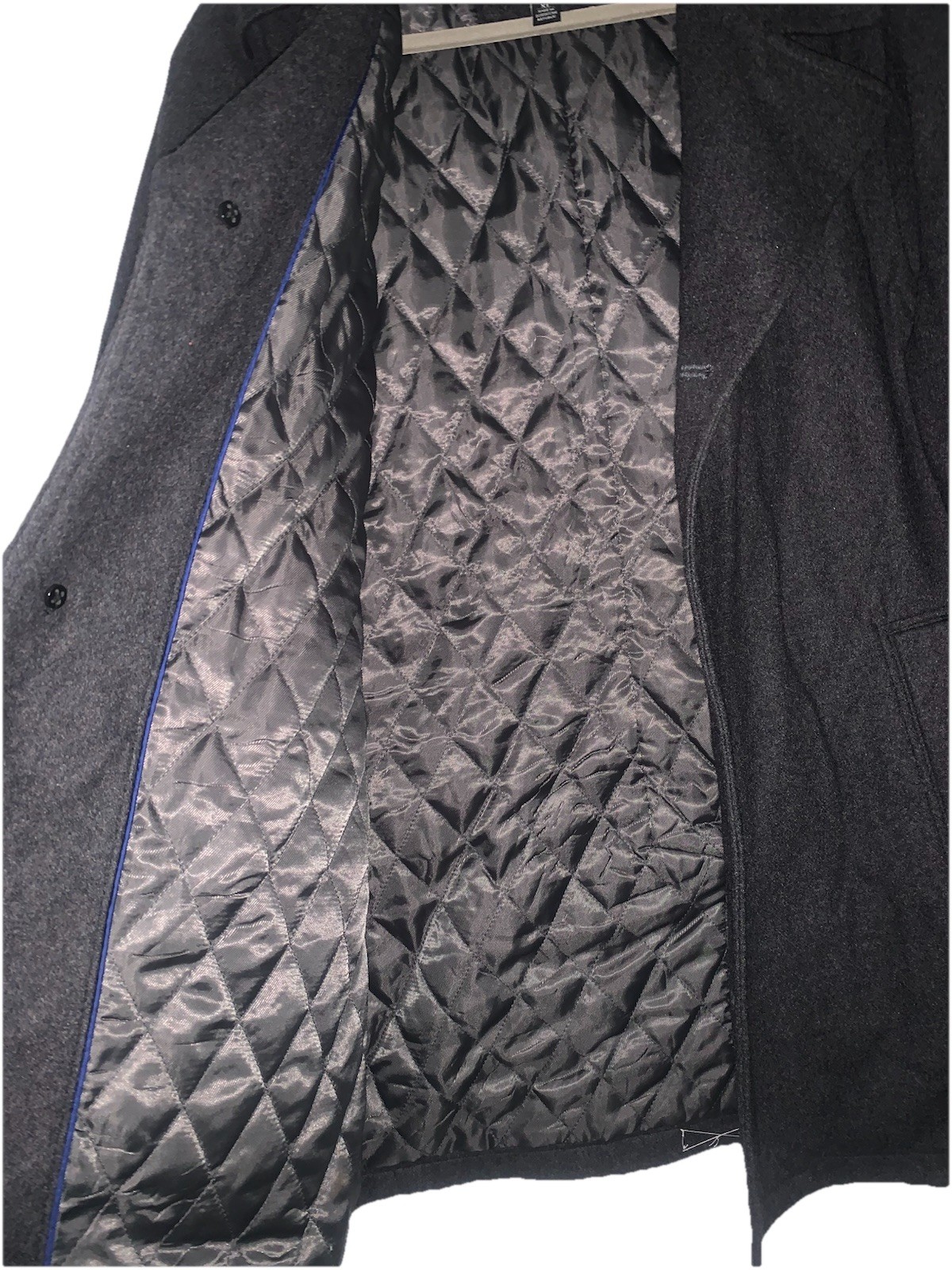 London Fog Mens XL Classic Fit Wool Blend Single Breasted Coat Puff Lined Grey