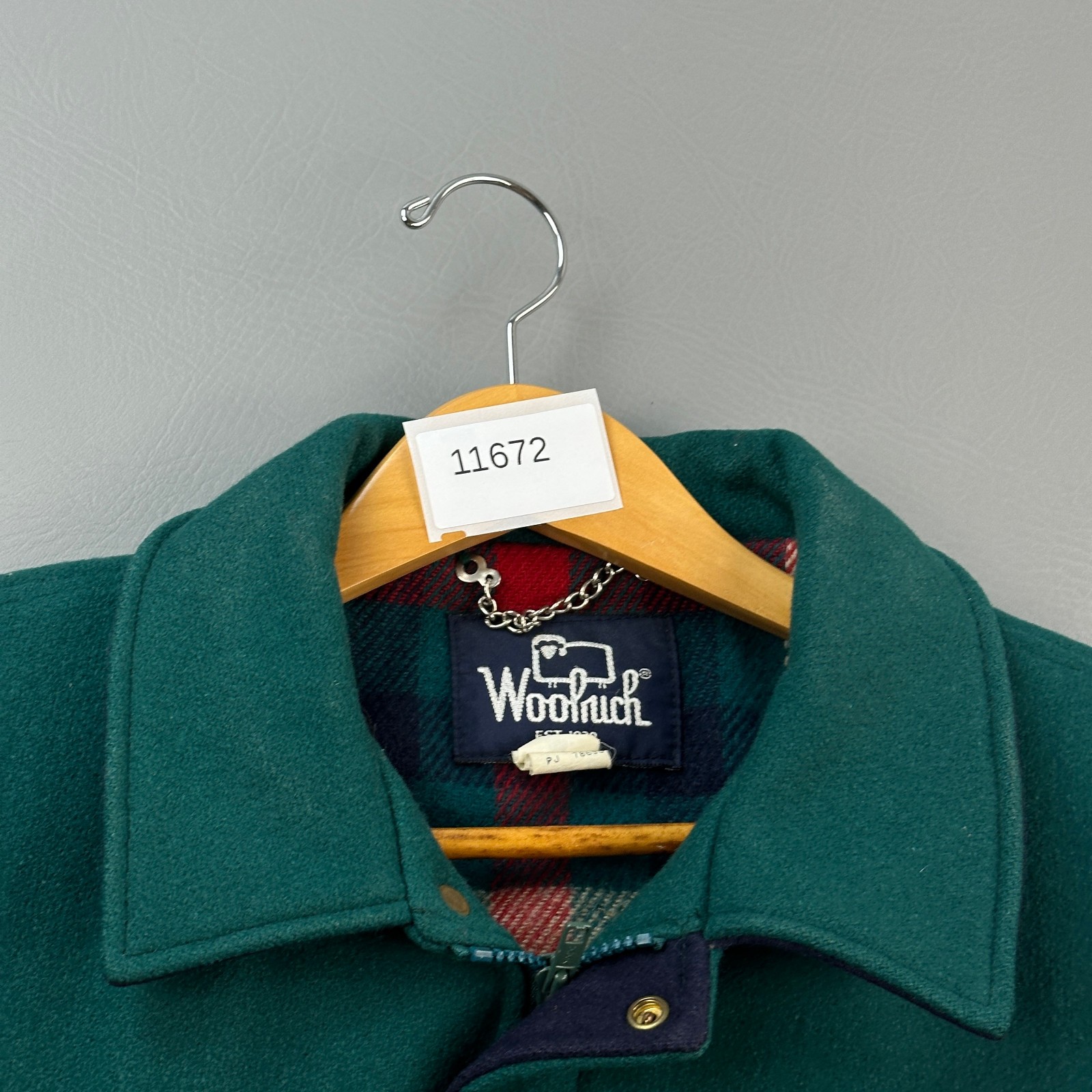 Vintage Woolrich Jacket Mens XL Green Wool Plaid Lined Full Zip Bomber USA 80s
