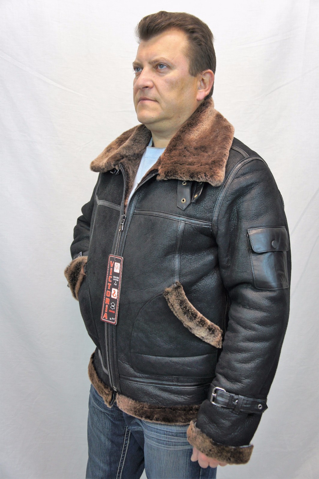 BLACK 100% REAL SHEEPSKIN SHEARLING LEATHER Bomber B3 Flight Jacket Coat S-6XL