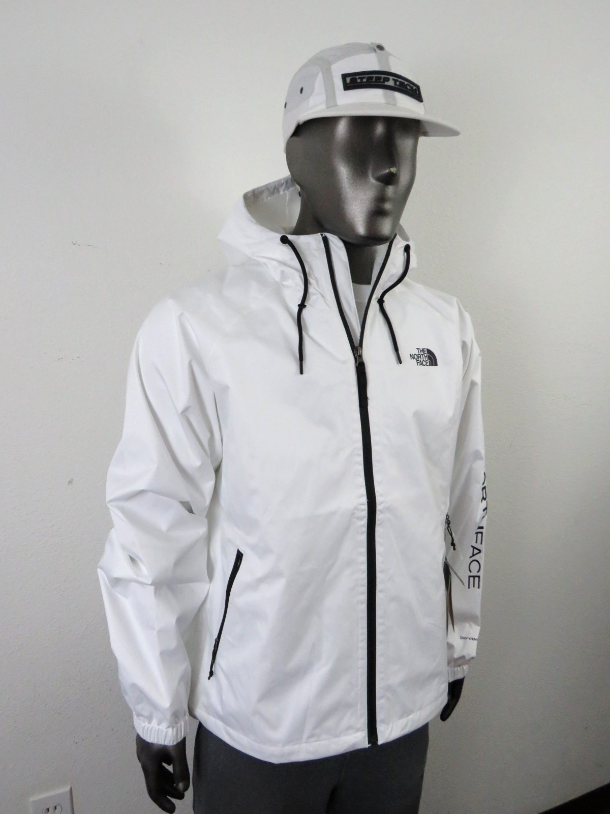 Mens The North Face Novelty Antora Dryvent Waterproof Hoodie Rain Jacket – White