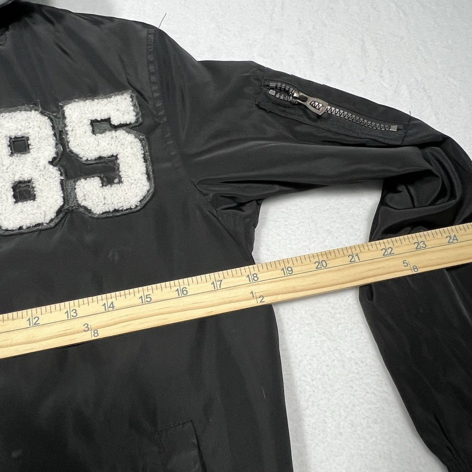 Distortion Jacket Mens M Black 85 Hooded Lined Pockets Coat Varsity Streetwear