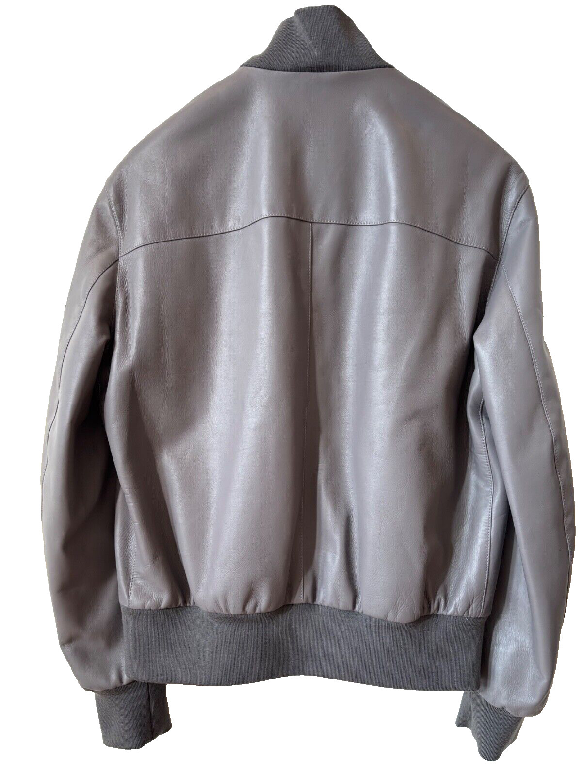 DUNHILL MENS SOFT CALF LEATHER GRAY BOMBER SIZE LARGE