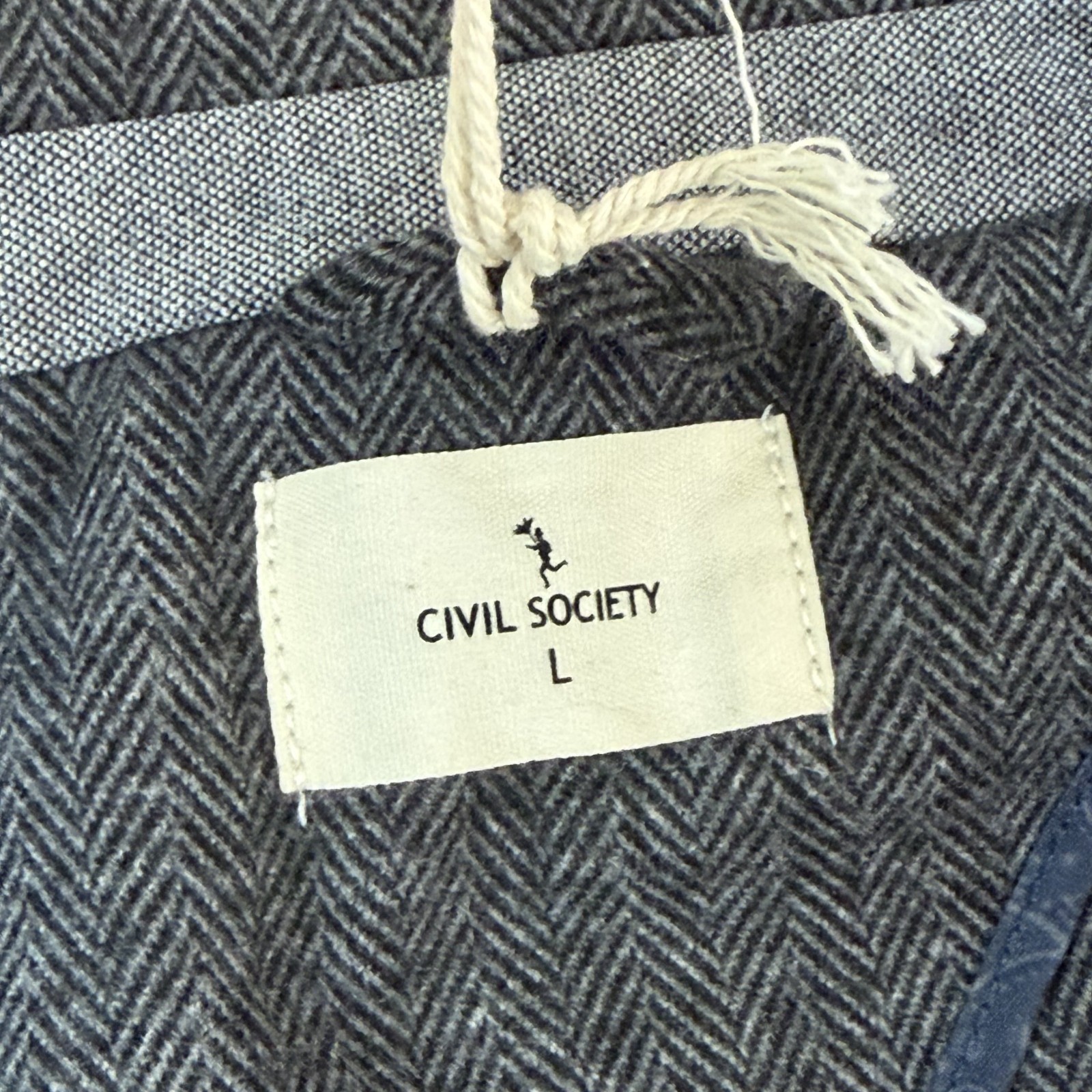 Civil Society Blazer Mens L Gray Herringbone Knit Two Button Gustave Stretch