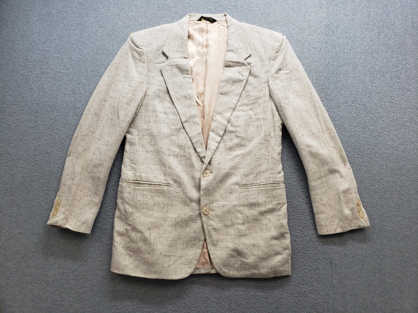 Hill & Archer Men Jacket 38R Gray Herringbone Two Button Pockets Formal Blazer