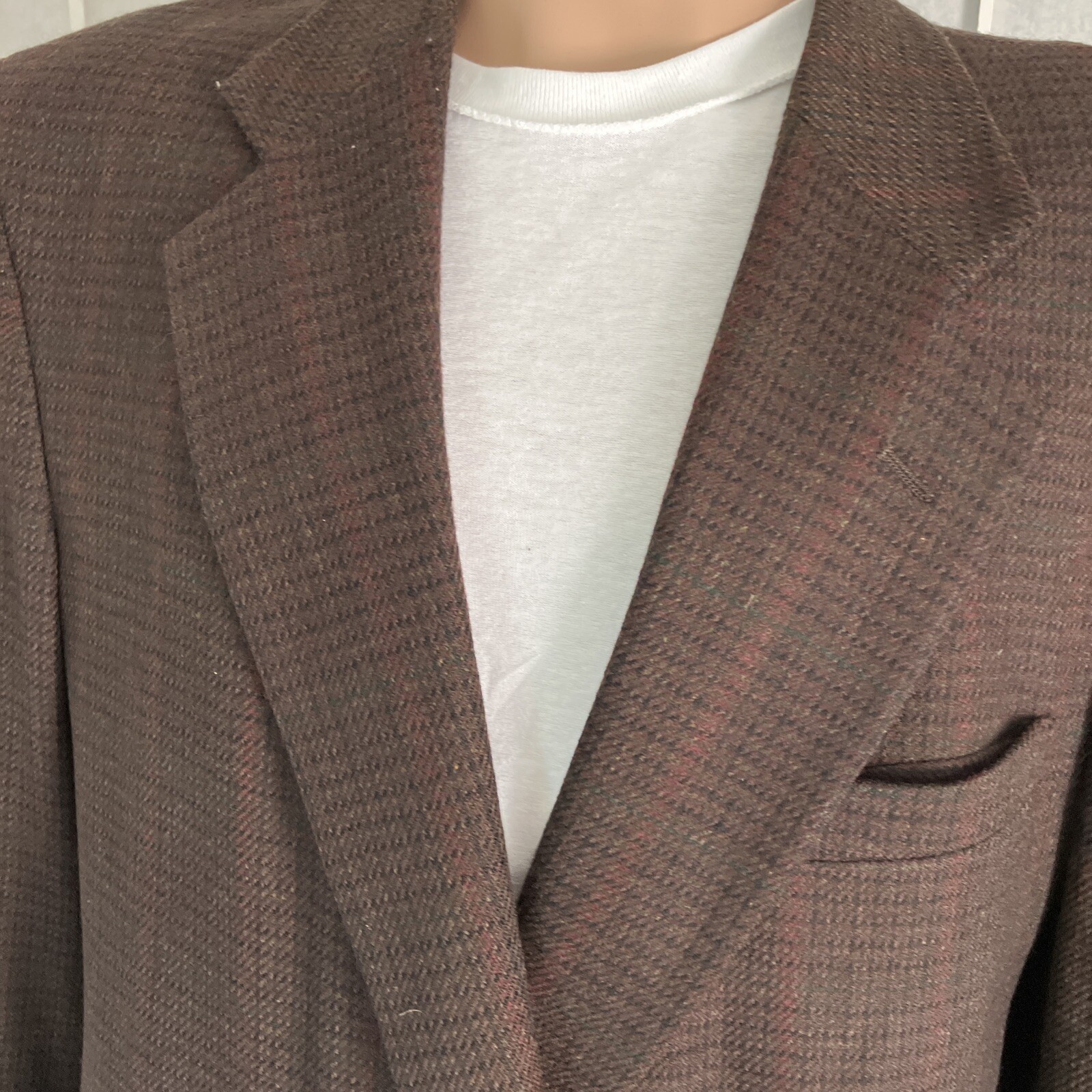 Men’s Stanley Blacker 44R Sepai Brown Check 100% Wool Business Blazer