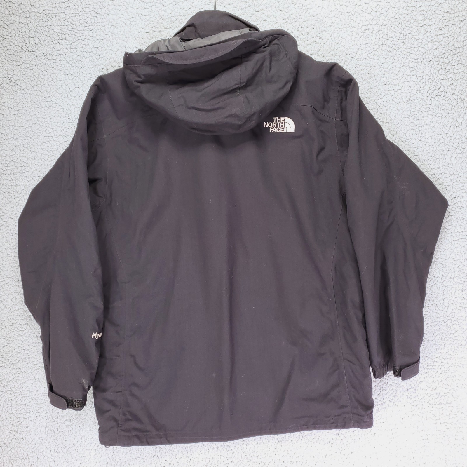 The North Face HyVent Shell Jacket Mens L Black Hooded Outdoor Adventure Gorp