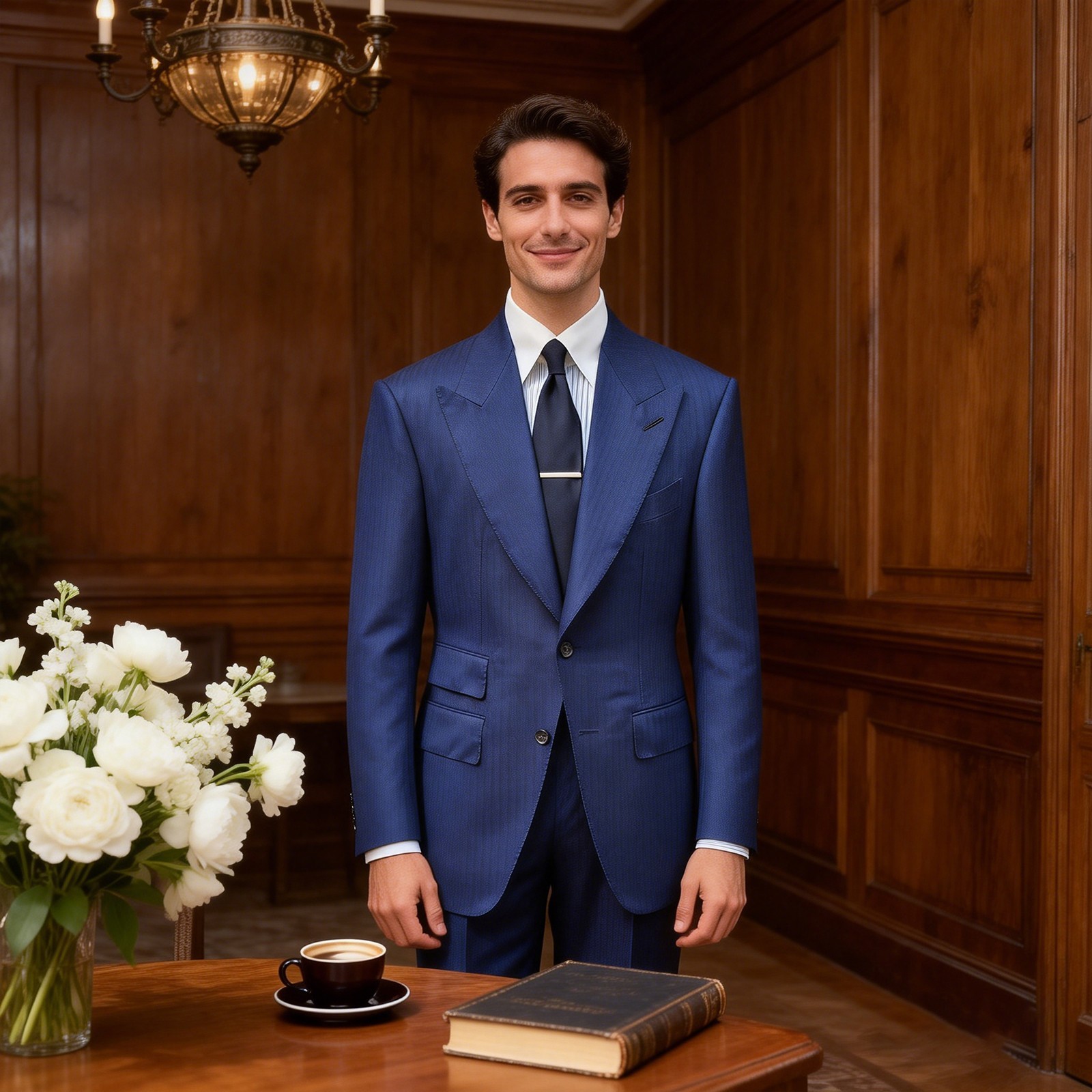 Mens Blue Herringbone Suits 2 Piece Regular Fit Wide Lapel Suits 42r 44r 46r 48r