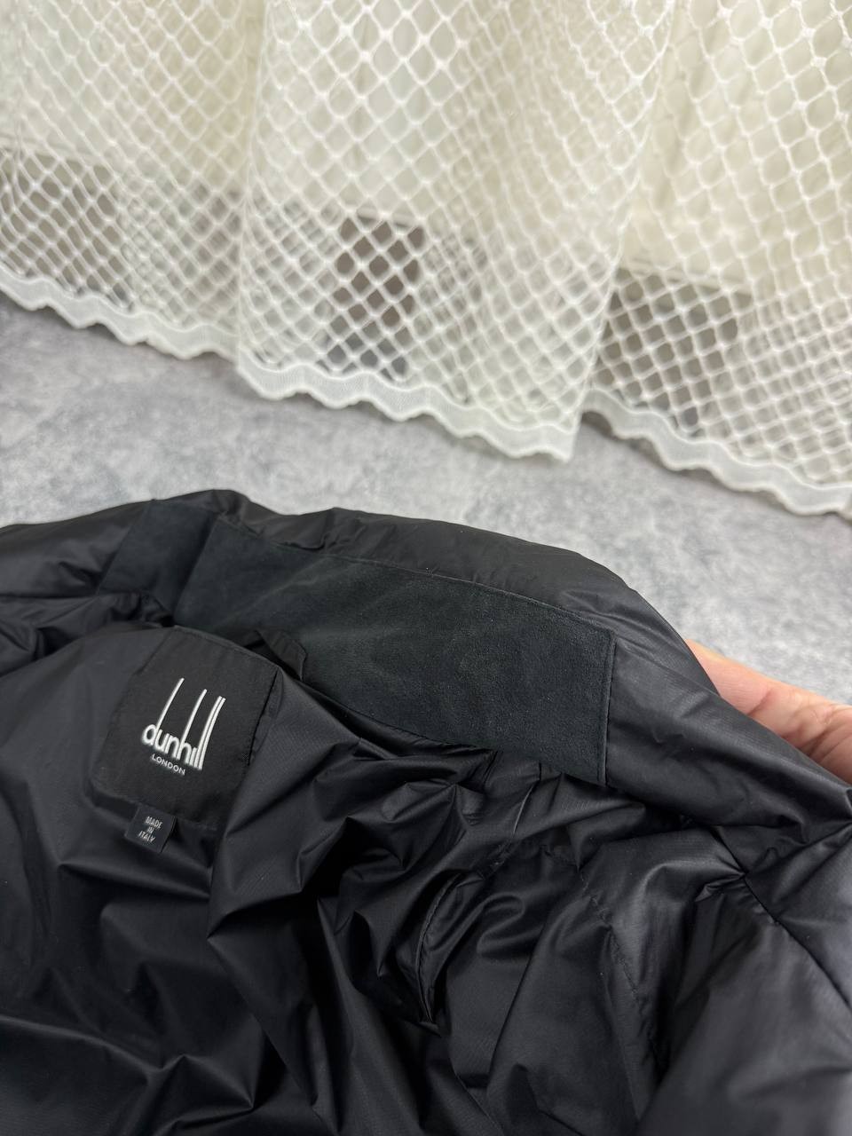 Black L Dunhill Puffer Down Goose Jacket Navy