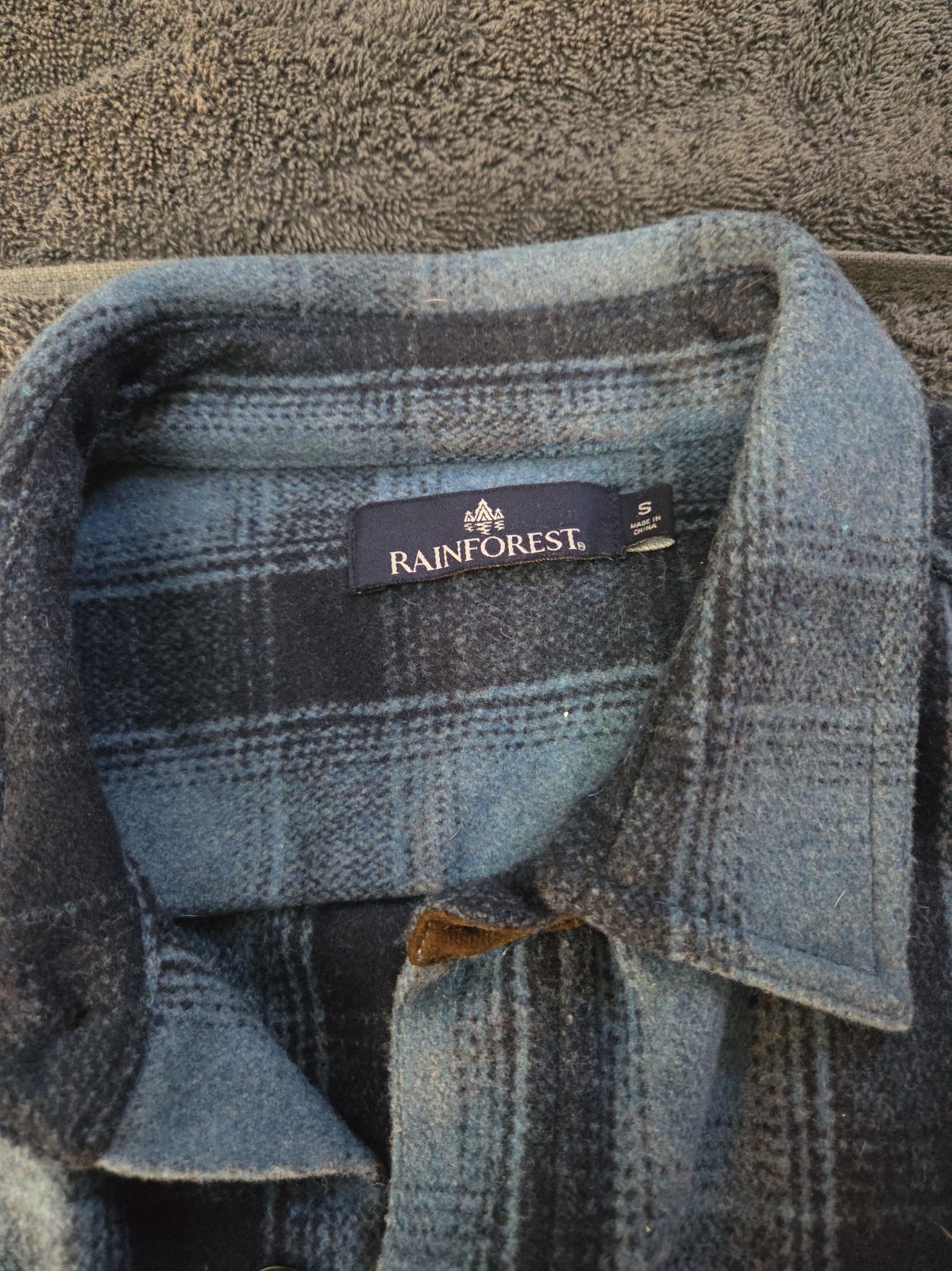 Blue Flannel Rainforest jacket men S- Heavy/ Thick Feel