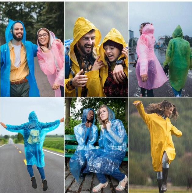 Unisex Adult Waterproof Raincoat Rain Coat Hooded Jacket Poncho Rainwear Camping