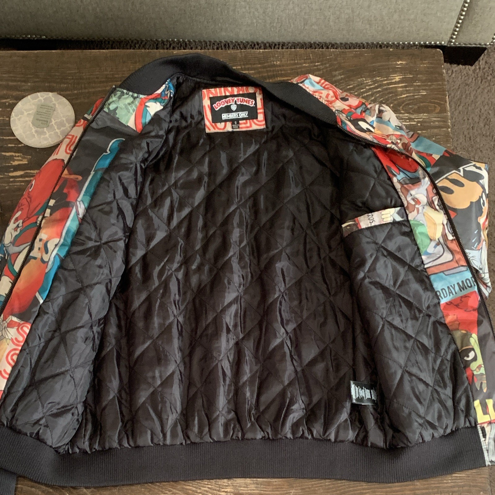 Members Only x Looney Tunes Men’s Multicolor Bomber Jacket Full Zip Size M