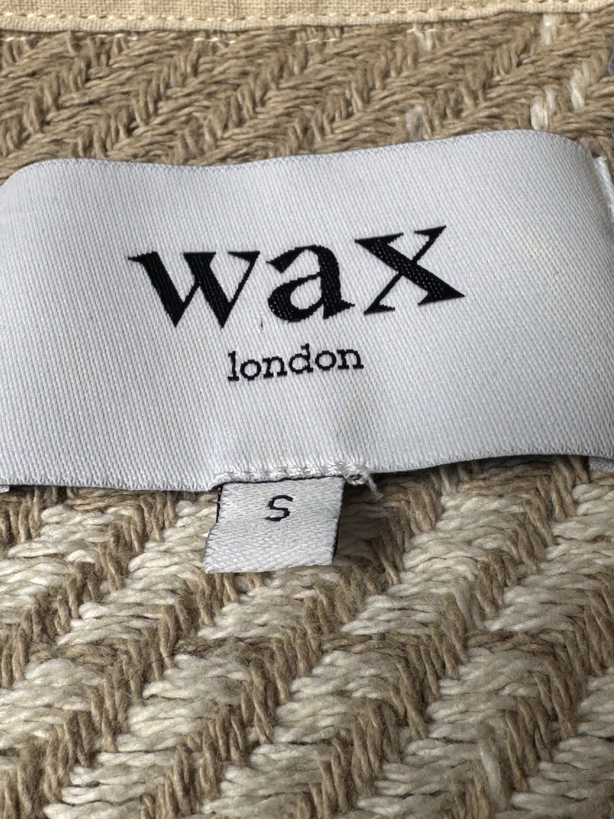 Wax London Whiting Overshirt Jacket Small Plaid Heavy Cotton Shacket Beige Blue