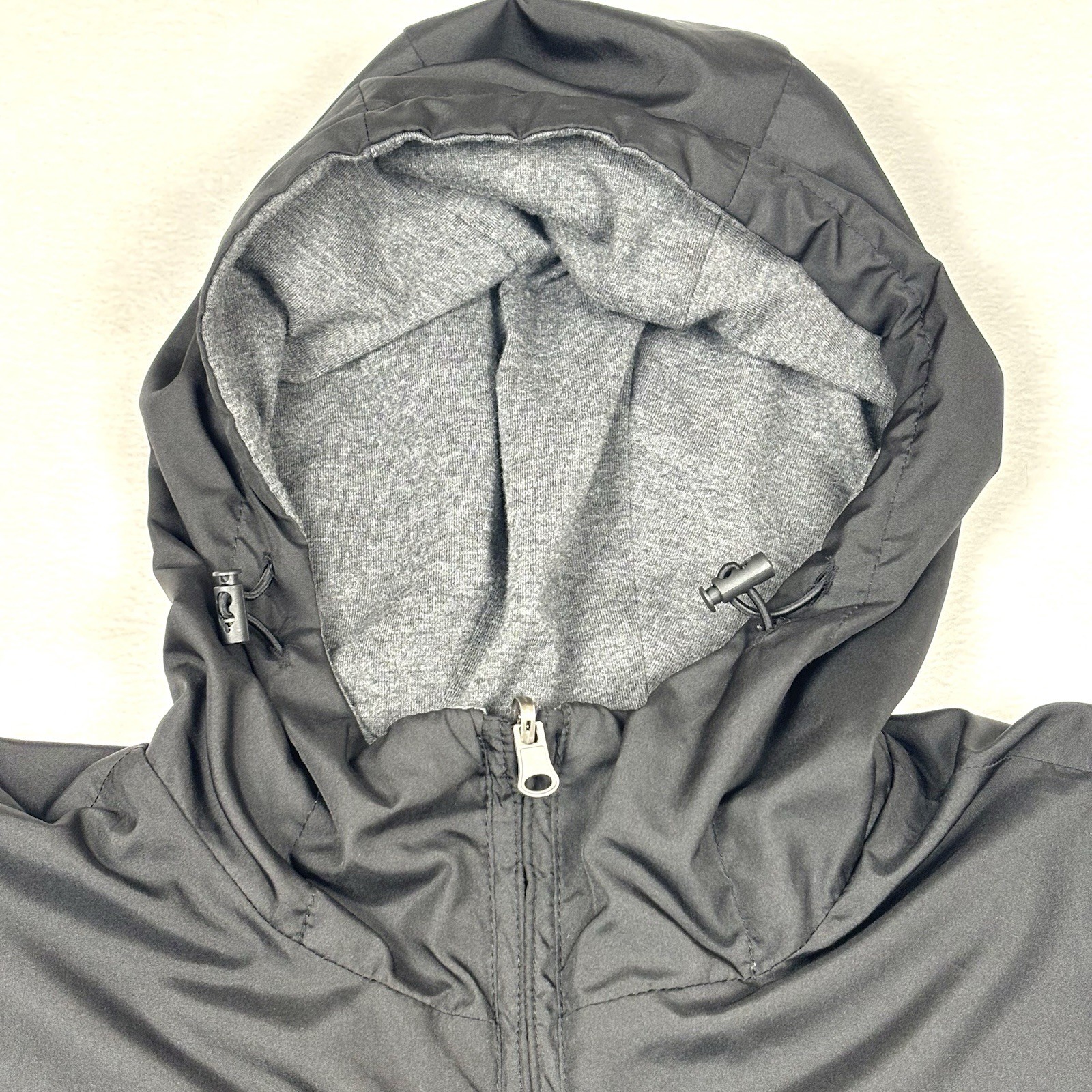 Saks Fifth Avenue Reversible Hooded Jacket Black Gray Pockets Full Zip Men’s L