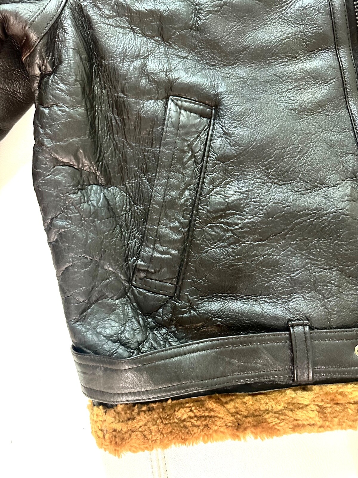 Men’s Shearling Fur Coat Flight Jacket B-3 Bomber 100% Sheep Leather 🇺🇸 seller