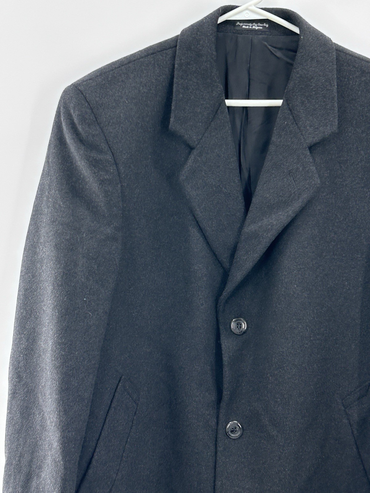 Silver Cloud Cashmere Blend Wool Luxury Overcoat Men 44R Black Career Preppy