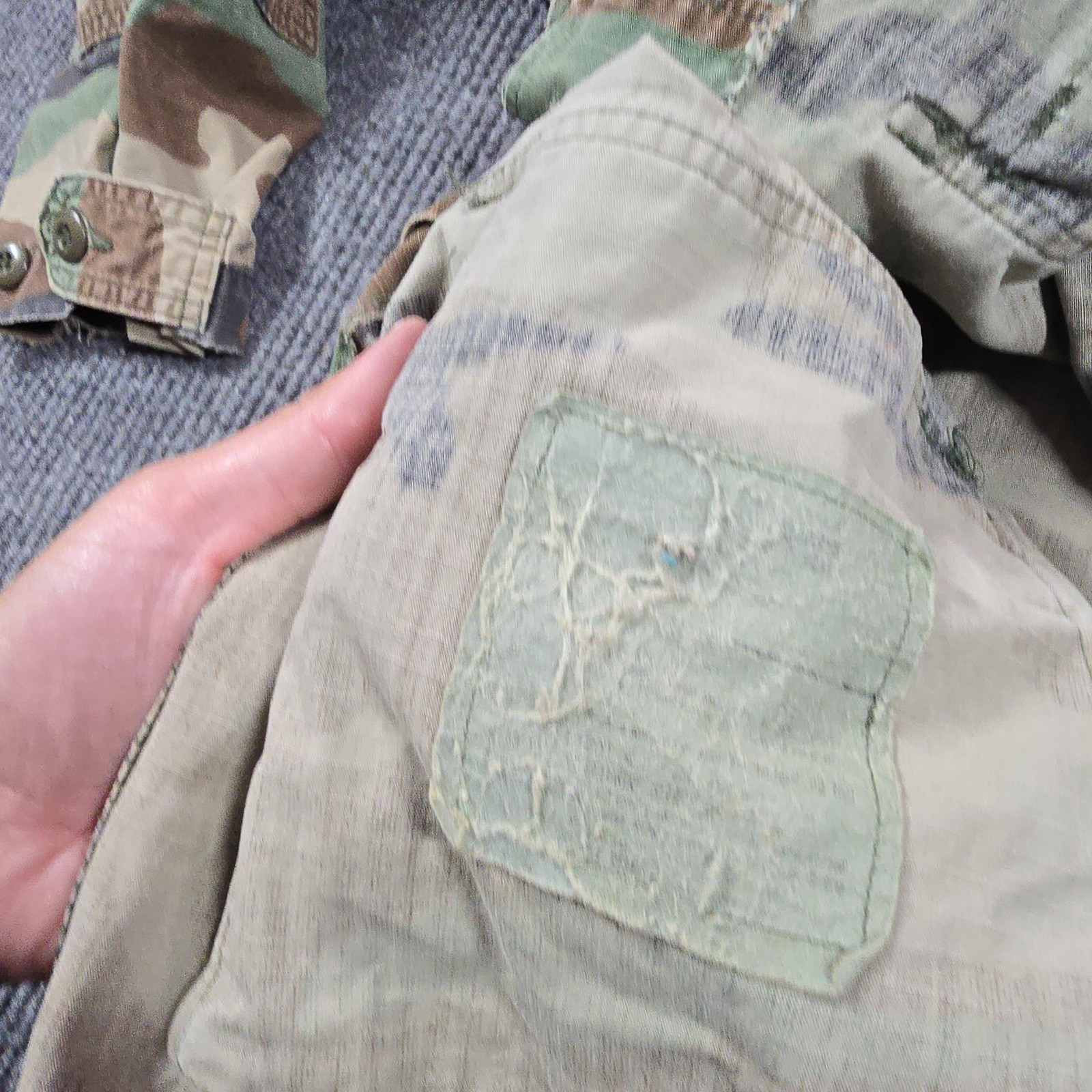 Vintage Military Jacket Mens Medium Woodland Camo Field Pockets Ripstop