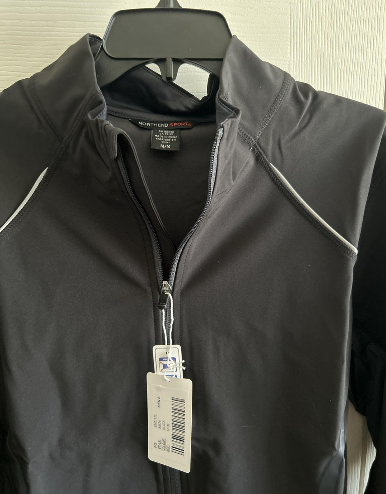 North End Sports Mens Black Full Zip Modern Fit Audio Port Jacket Size M