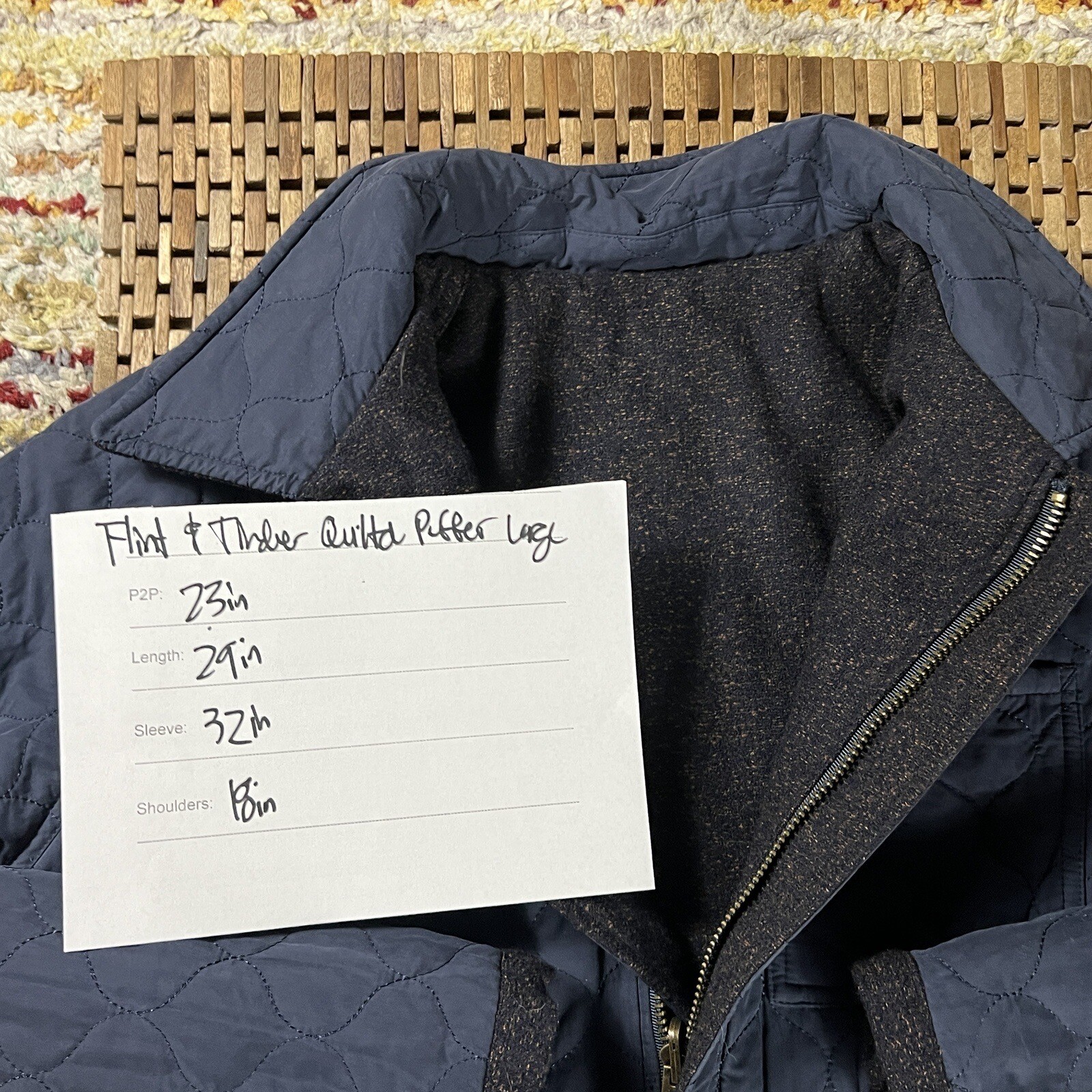 Huckberry Flint and Tinder Quilted Padded Puffer Jacket Blue Men’s Size Large L