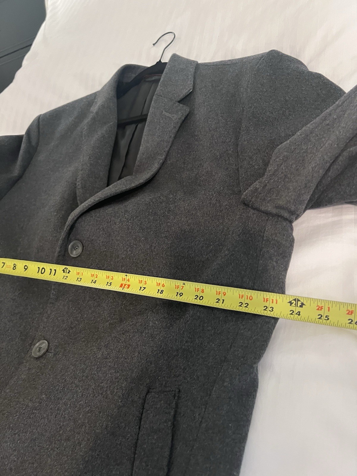 Pronto Uomo Long Overcoat Men’s 46R Grey Wool Single Breasted