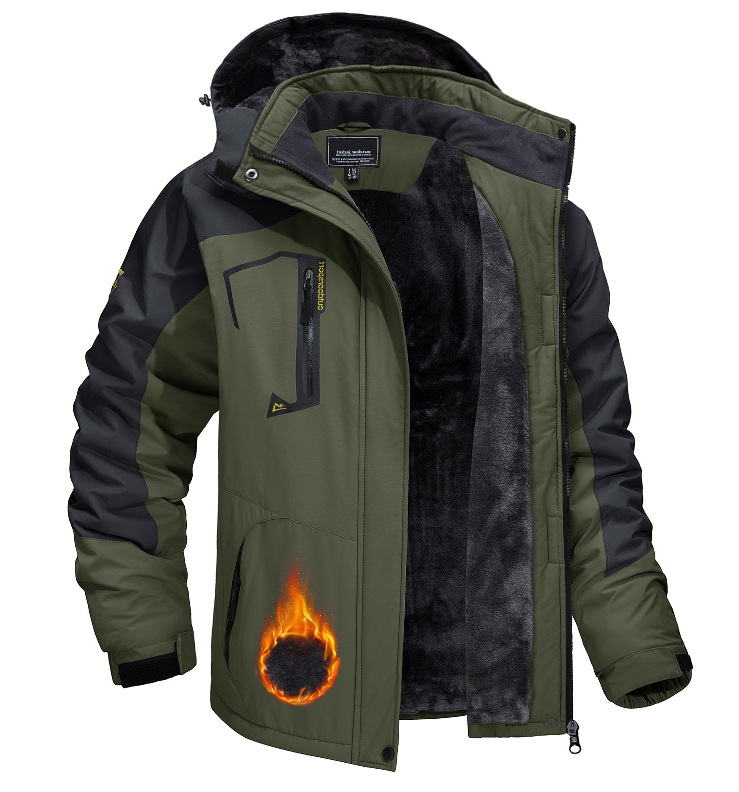 Men’s Waterproof Winter Ski Jacket Snow Thermal Fleece Hooded Outdoor Work Coats