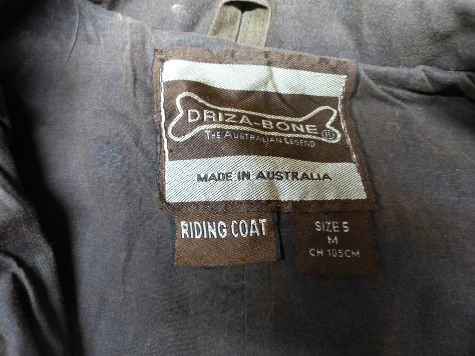 Driza-Bone : Longline Riding coat – Brown Waxed size 5 M ch 105cm – Vintage