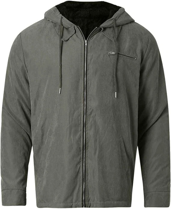 Men’s Casual Padded Jacket Warm Hooded Full Zip Outdoor Winter Coat