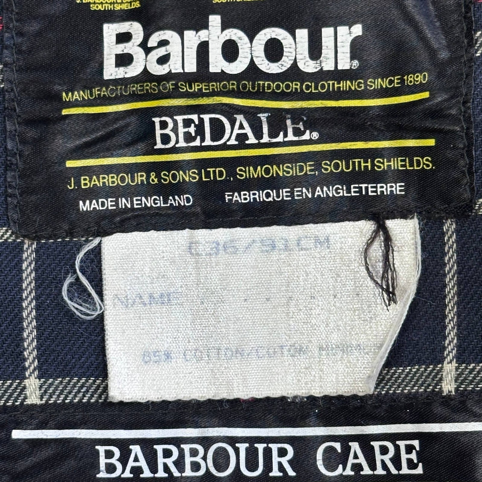 Barbour A105 Bedale Wax Jacket 1988 Green C36 / 91CM Pocket UK Vintage