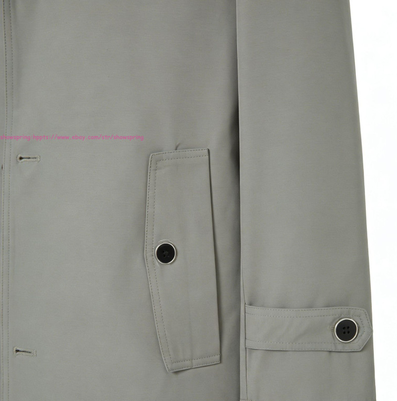 Mens Trench Coat Single Breasted Jacket Lapel Collar Windbreaker Casual Overcoat