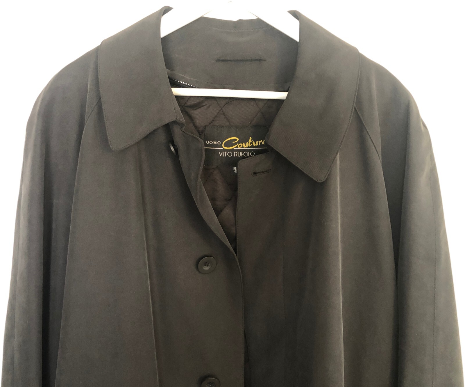 vtg mens Vito Rufolo Long Belted Overcoat Sz 42 Zip Out Wool Liner Uomo Couture