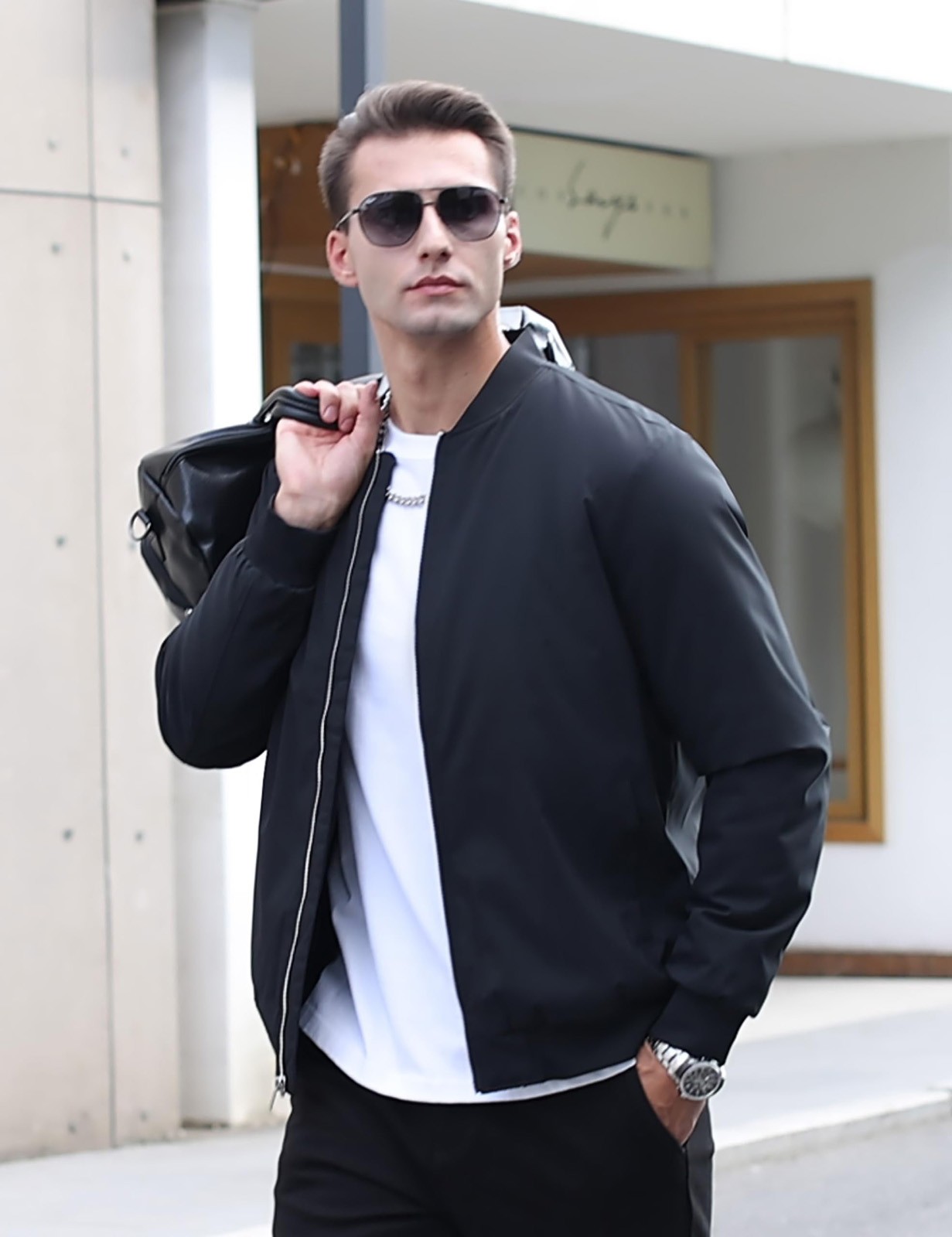 Mens Bomber Jackets Casual Winter Warm Windbreaker Full Zip Padded Lined Outwear