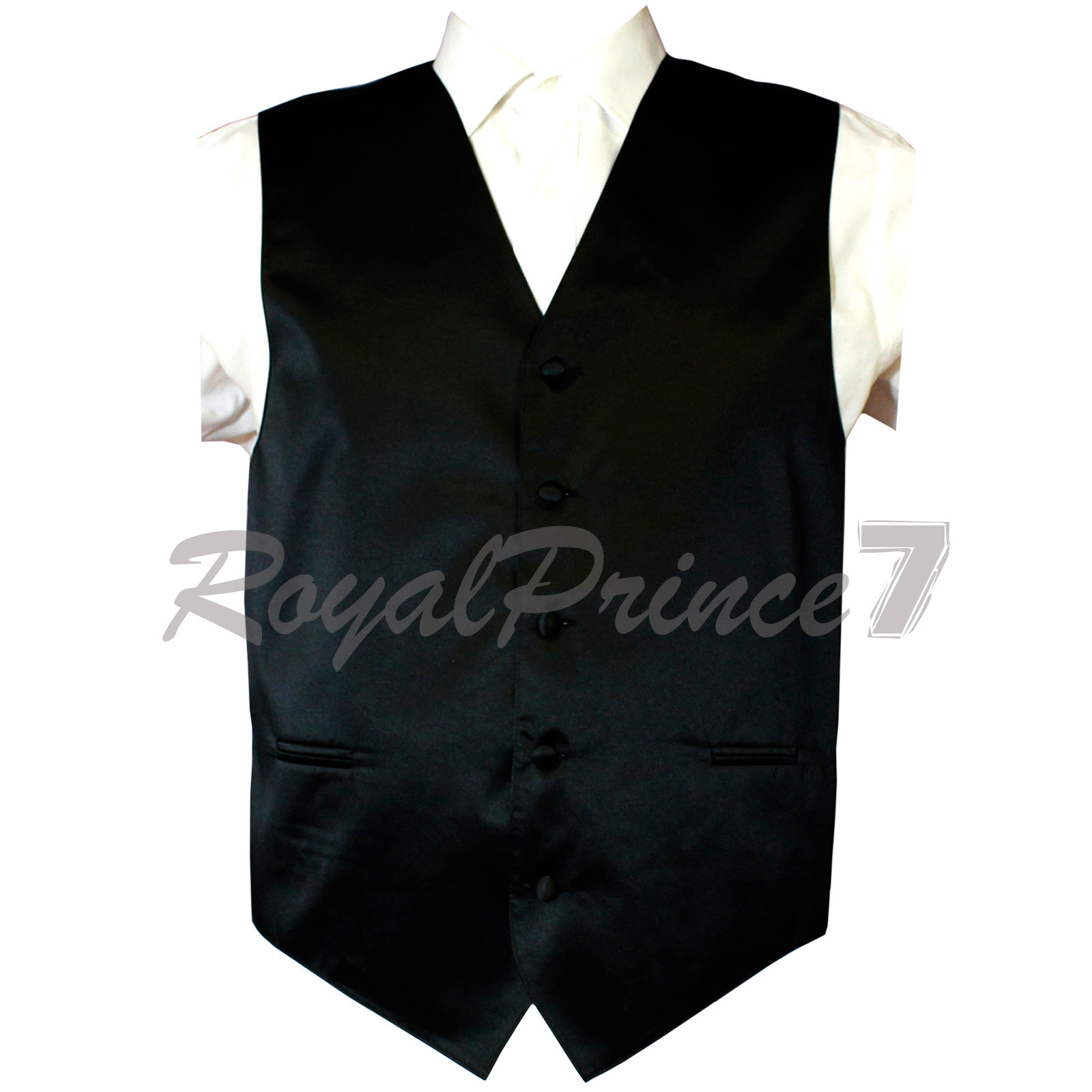 BLACK New Men Solid XS – 6X Tuxedo Suit Dress Vest Waistcoat Formal Wedding Prom