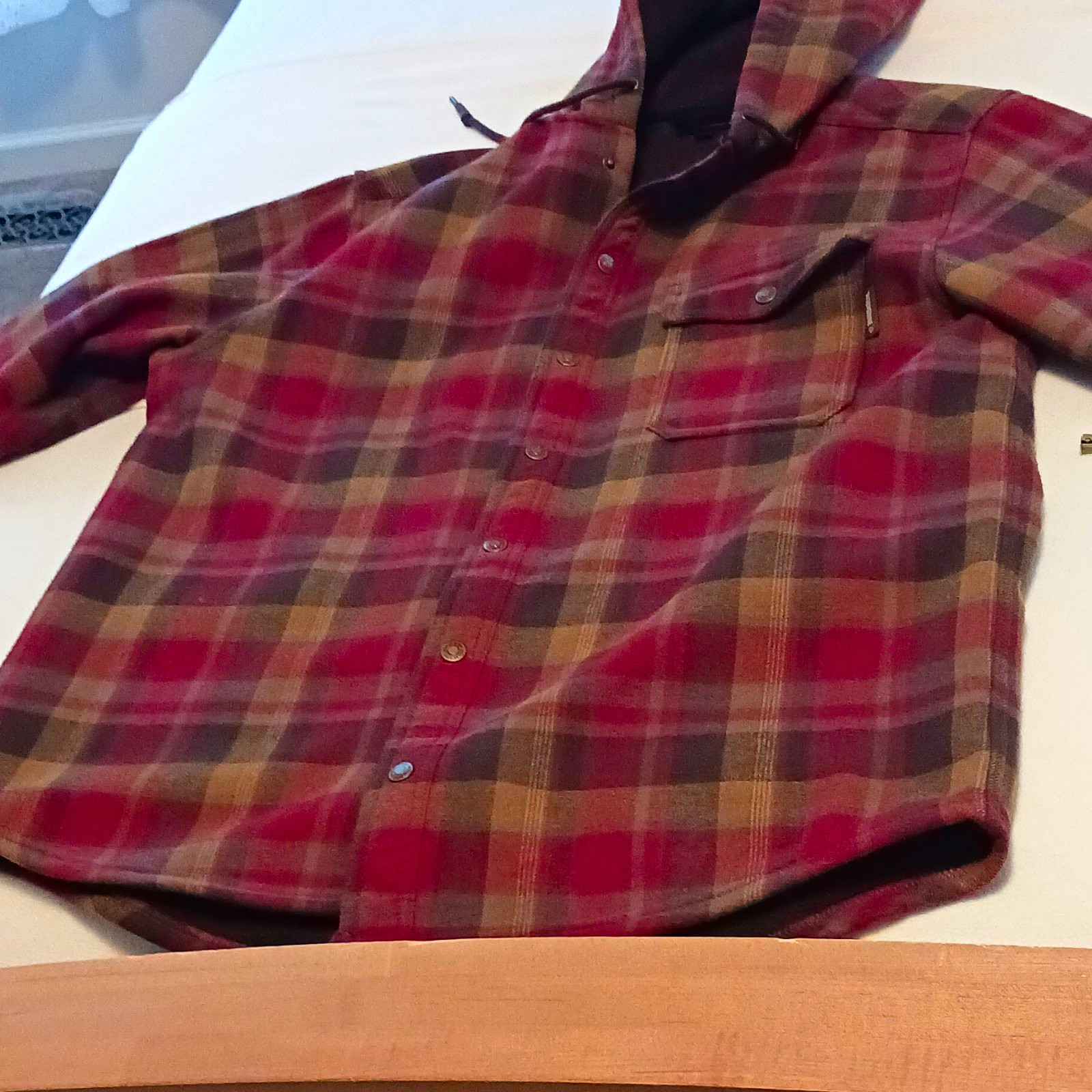 Wolverine Men’s Plaid Lined Button-Front Shacket Jacket Point Collar L