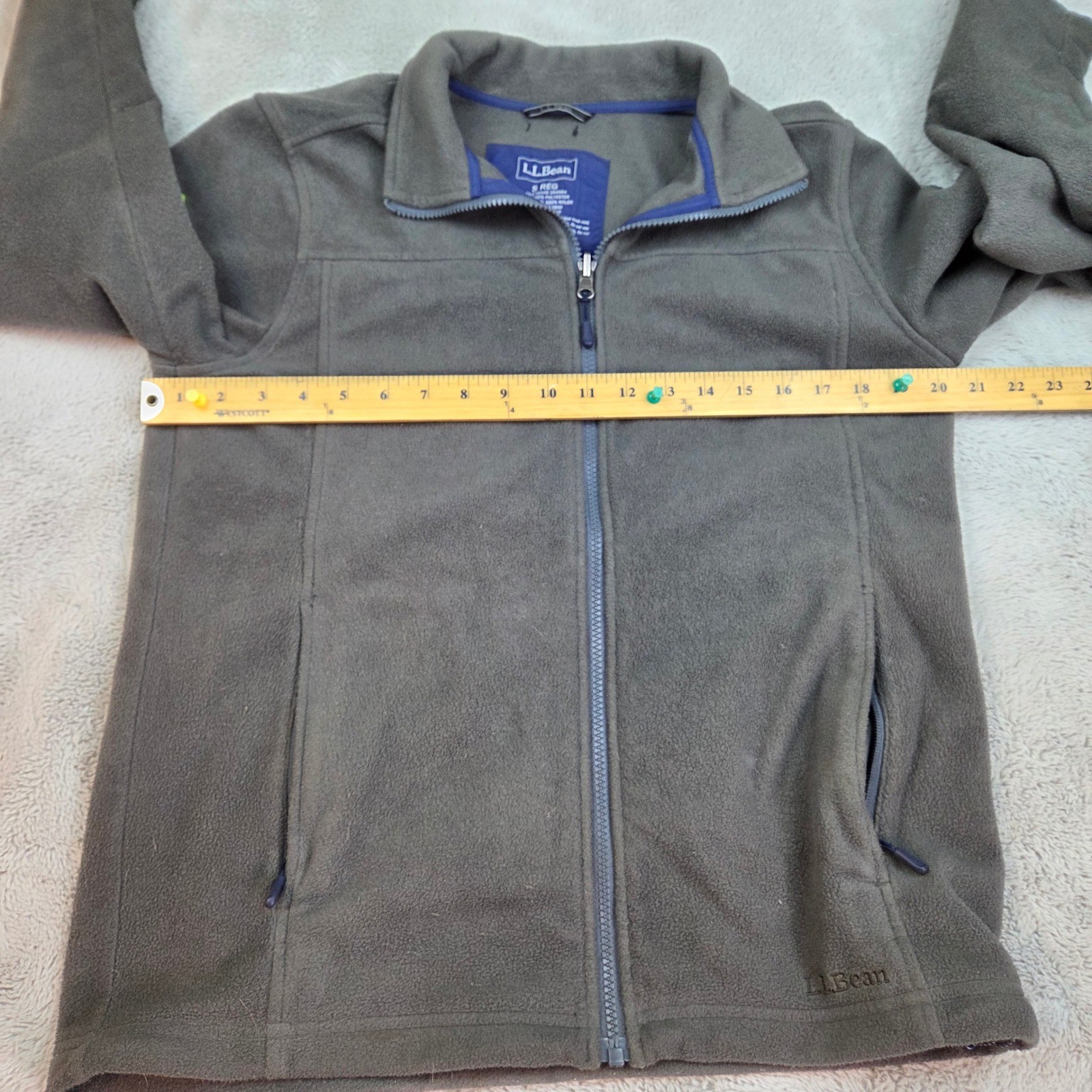 L.L. Bean Full Zip Fleece Jacket Mens S Reg DVFBC Mountain Logo Charcoal Gray