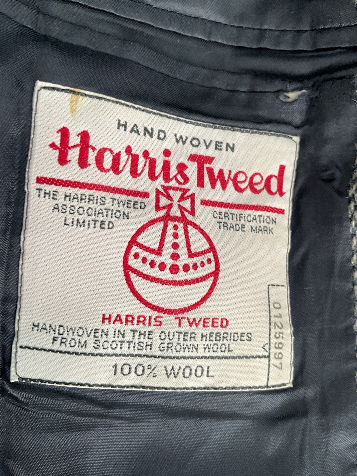 Harris Tweed Wool Jacket Mens Size Large 44″ Chest Blue Tweed Smart Event Blazer