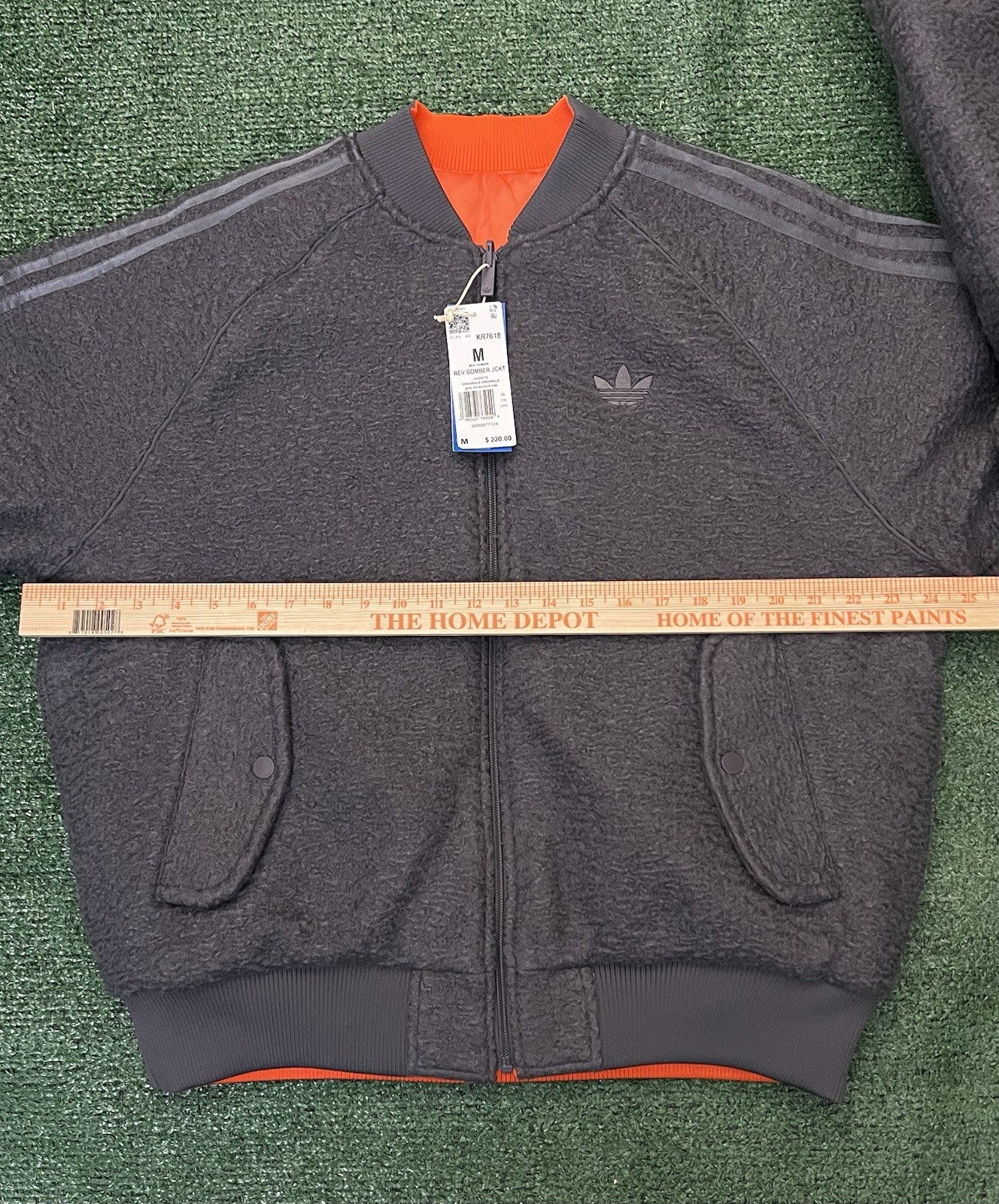 Adidas Originals Reversible Superstar Bomber Jacket Gray Orange Men’s M KR7618