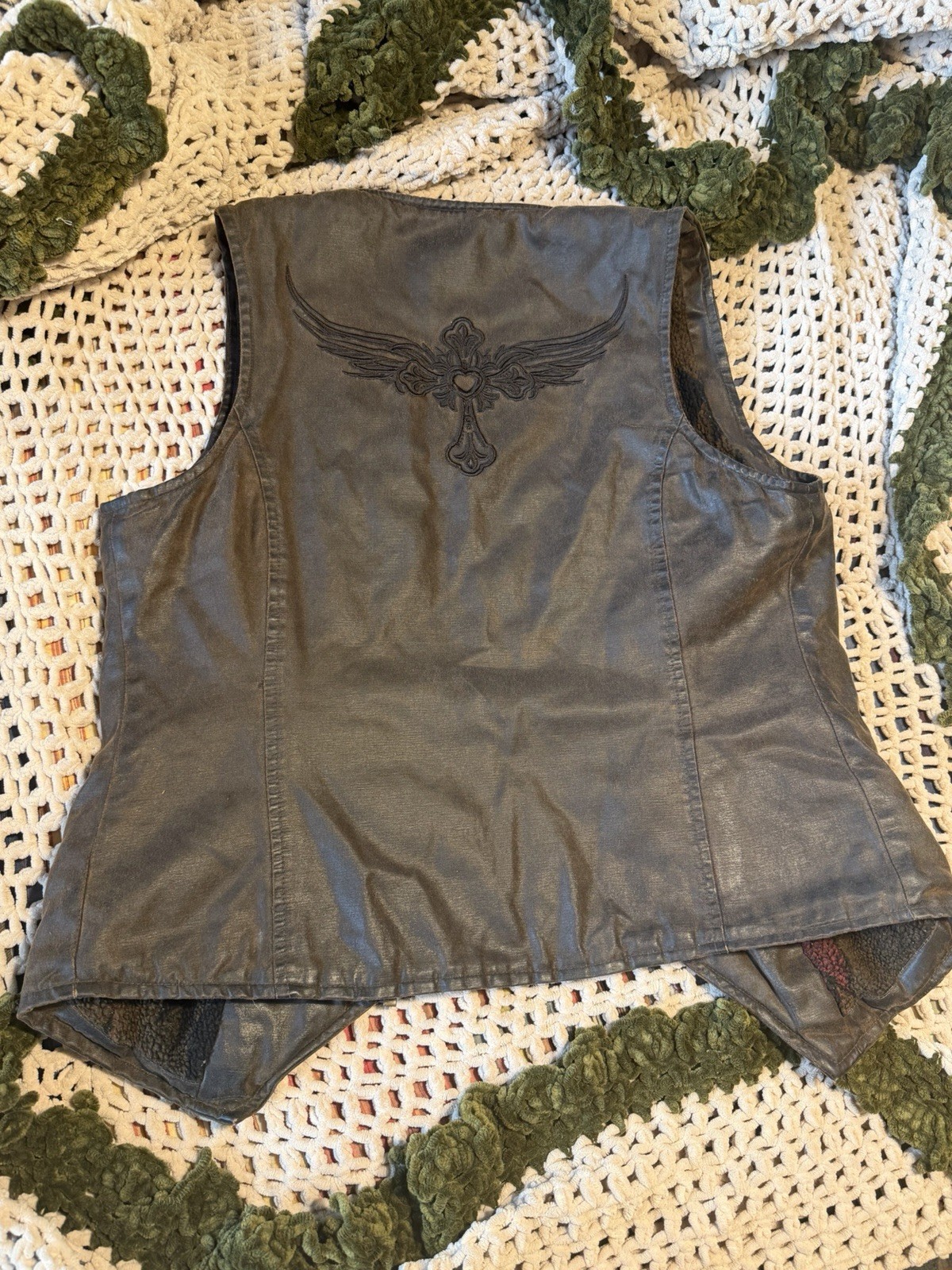 Outback Trading Company Men’s S Gray Zip Front Lined Vest Geometric Pattern