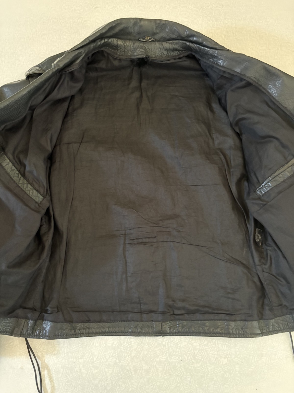 Leather Biker Jacket Mens 44 Black Lace Up Sides Double Rider Asymmetrical Zip