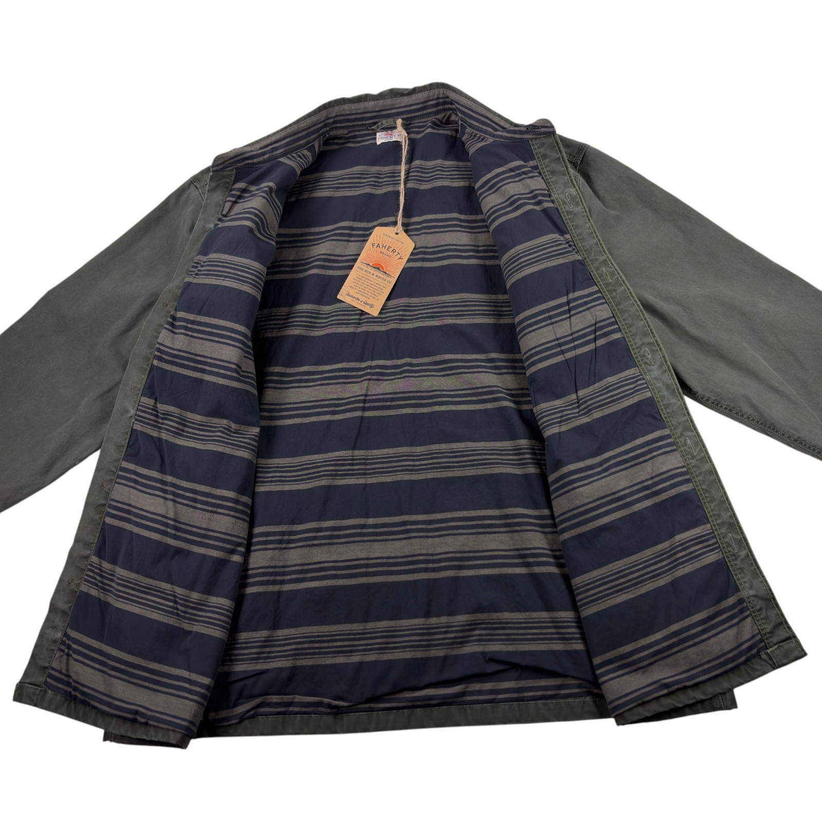 Faherty Lakeside CPO Canvas Jacket Mens XL Insulated Organic Cotton Green $248