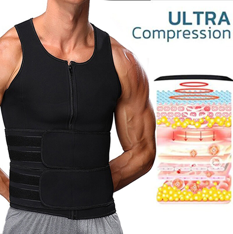Men Slimming Body Shaper Gynecomastia Compress Tank Top Vest Sport Sauna Suit