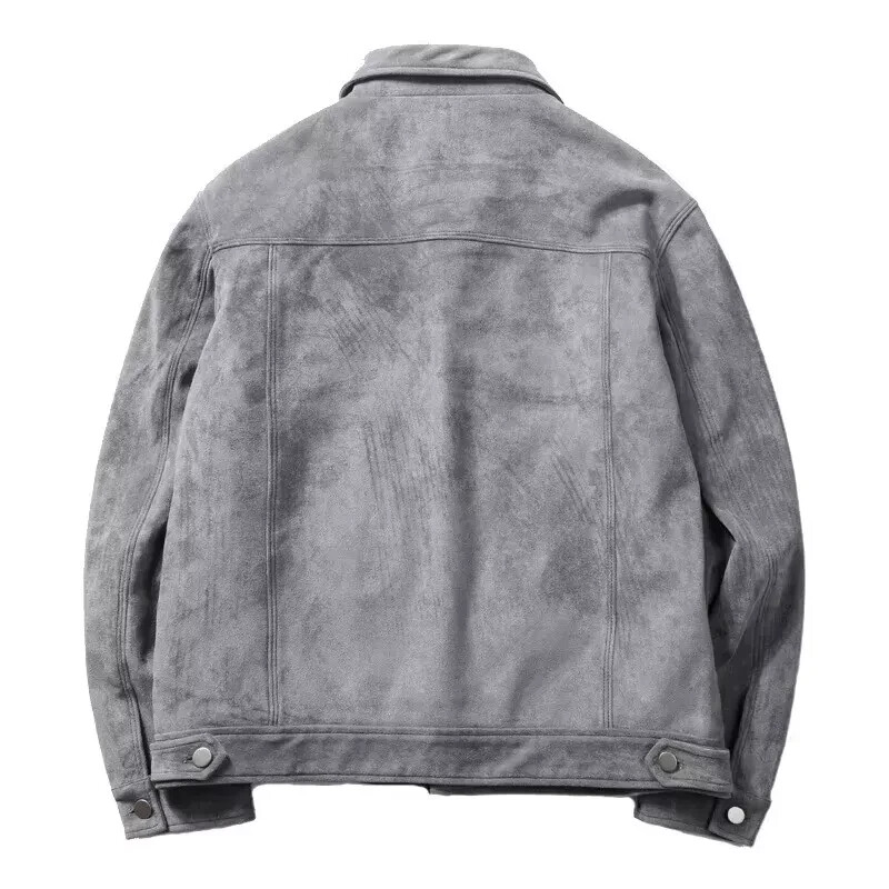 Mens Gray Racer Leather Jacket Pure Suede XS S M L XL XXL 3XL 4XL Custom Made