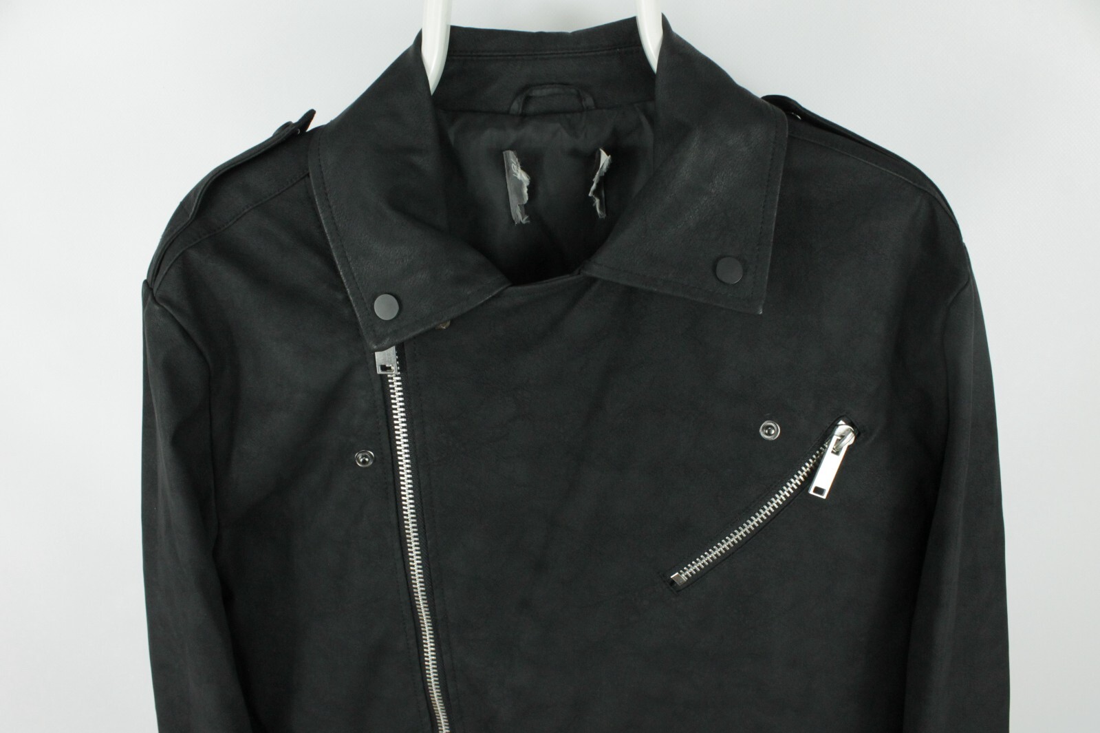 Asos Black Matte Leather Biker Jacket Men’s Size : US M / EU 48-50