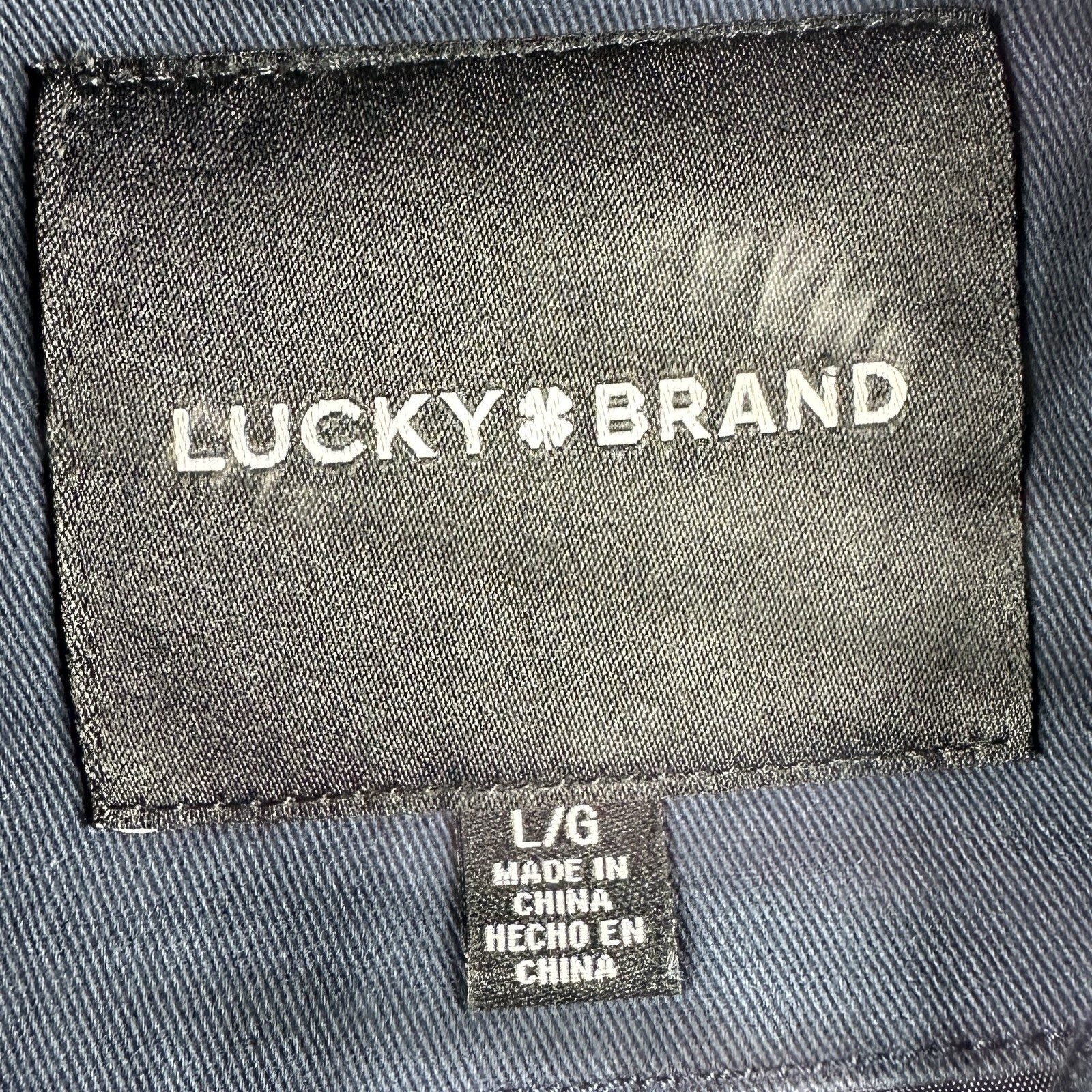 Lucky Brand Mens LARGE Full Zip Bomber Jacket Blue – NEW Coat 5 Pockets Cotton
