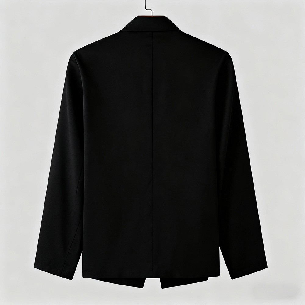 Men Streetwear Solid Color Blazer Long Sleeve Suit Coat Hollow Button Style