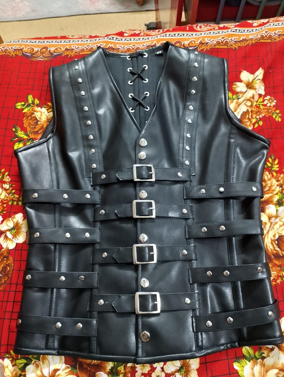Mens Corset Vest Real Leather Steel Boned Steampunk Gothic Business Waistcoat US