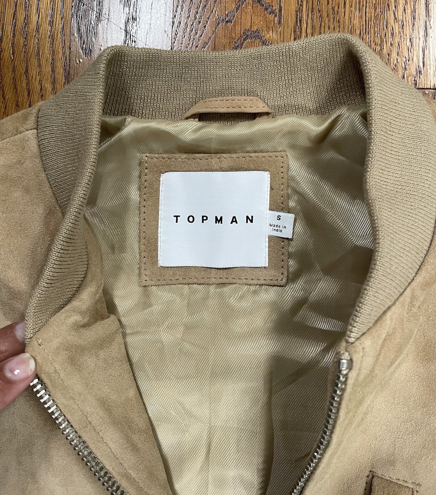 Topman Suede Jacket Beige Mens Size S Pre Owned Full Zip Good Condition